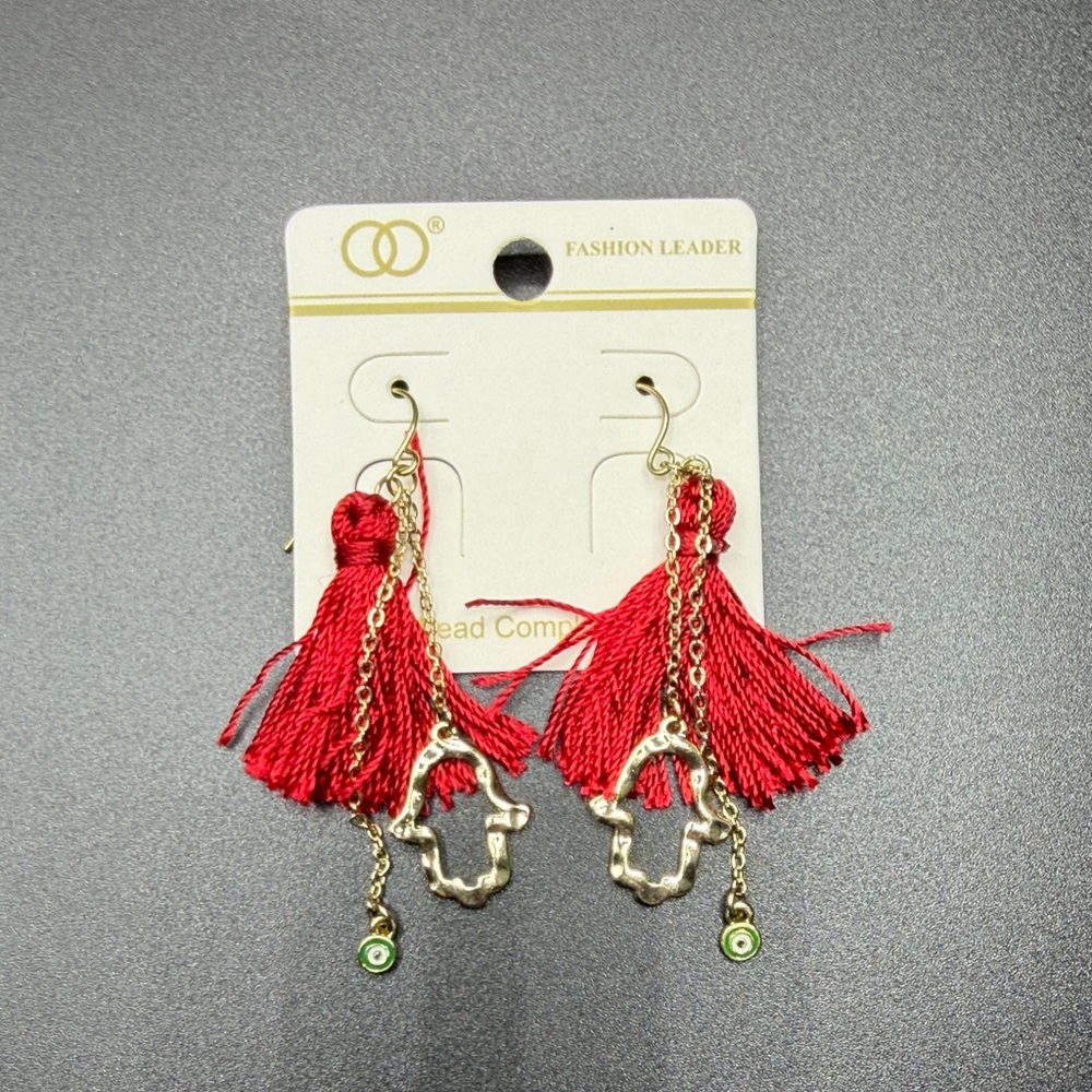Red Tassel Earrings